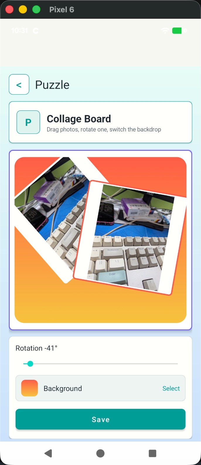 Pico Studio puzzle tool arranging two photo panels